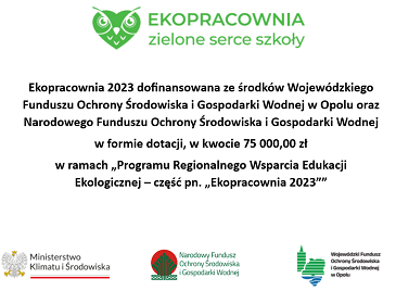 Ekopracownia 2023 dofinansowana ze środków WFOŚiGW